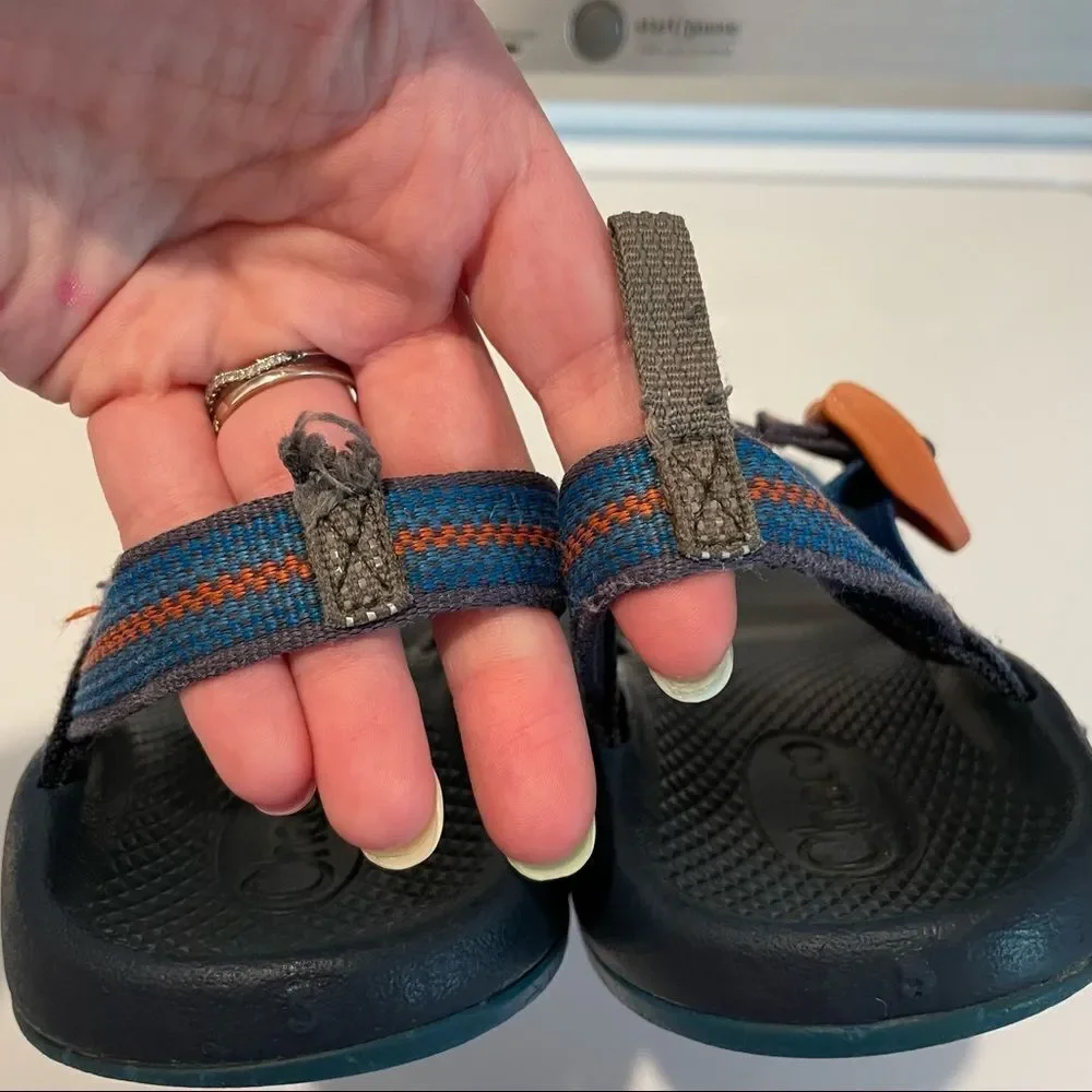 Chaco Kids Z/1 Ecotread Sandals in Split Blue & Orange